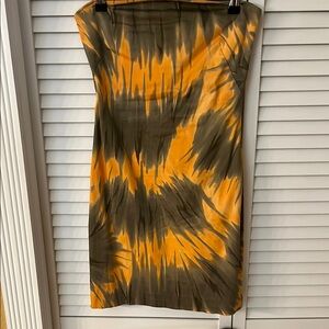 Stylish Orange and Green Strapless Dress